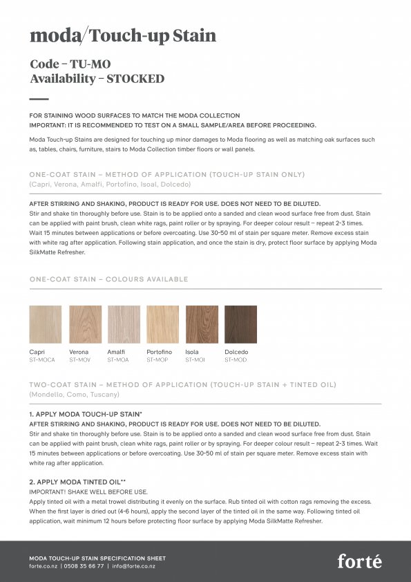 Moda Technical Datasheet - Touch-up Stain 