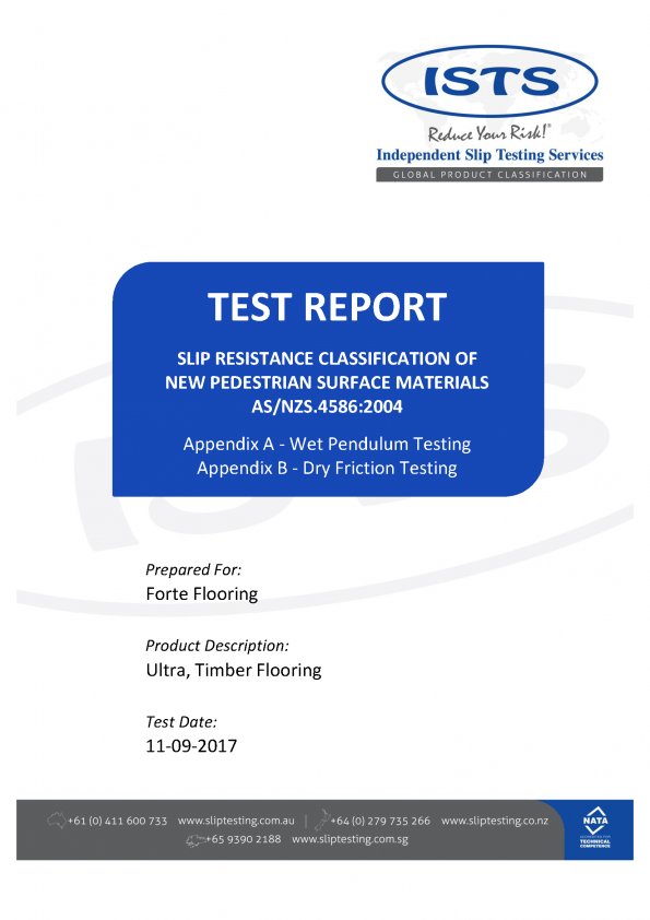 Ultra Test Results - Slip Resistance AS/NZ 4586