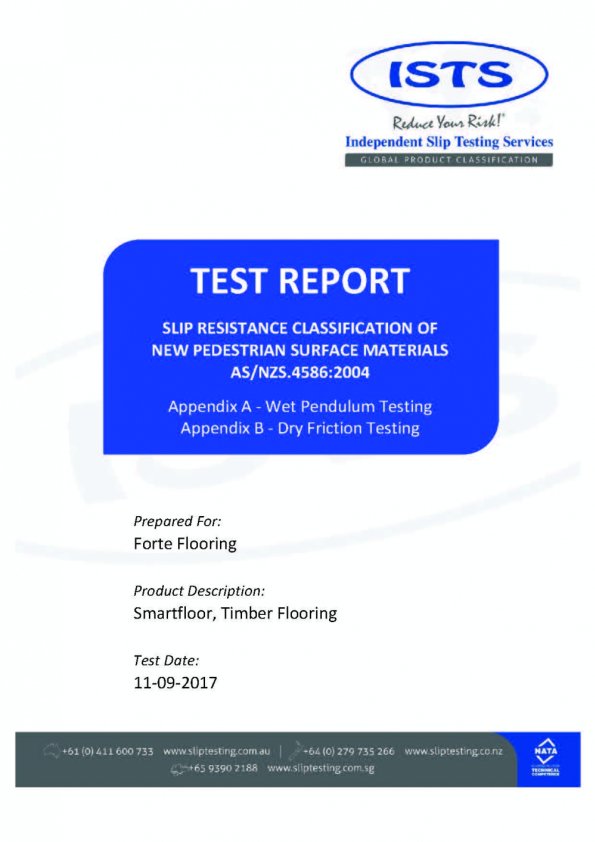 Smartfloor Slip Test Report AS/NZS 4586